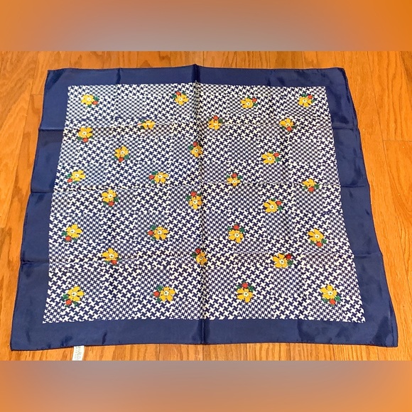 Vintage Water Repellent Acetate Floral Houndstooth HENRYSON ALL WEATHER SCARF - Picture 6 of 15